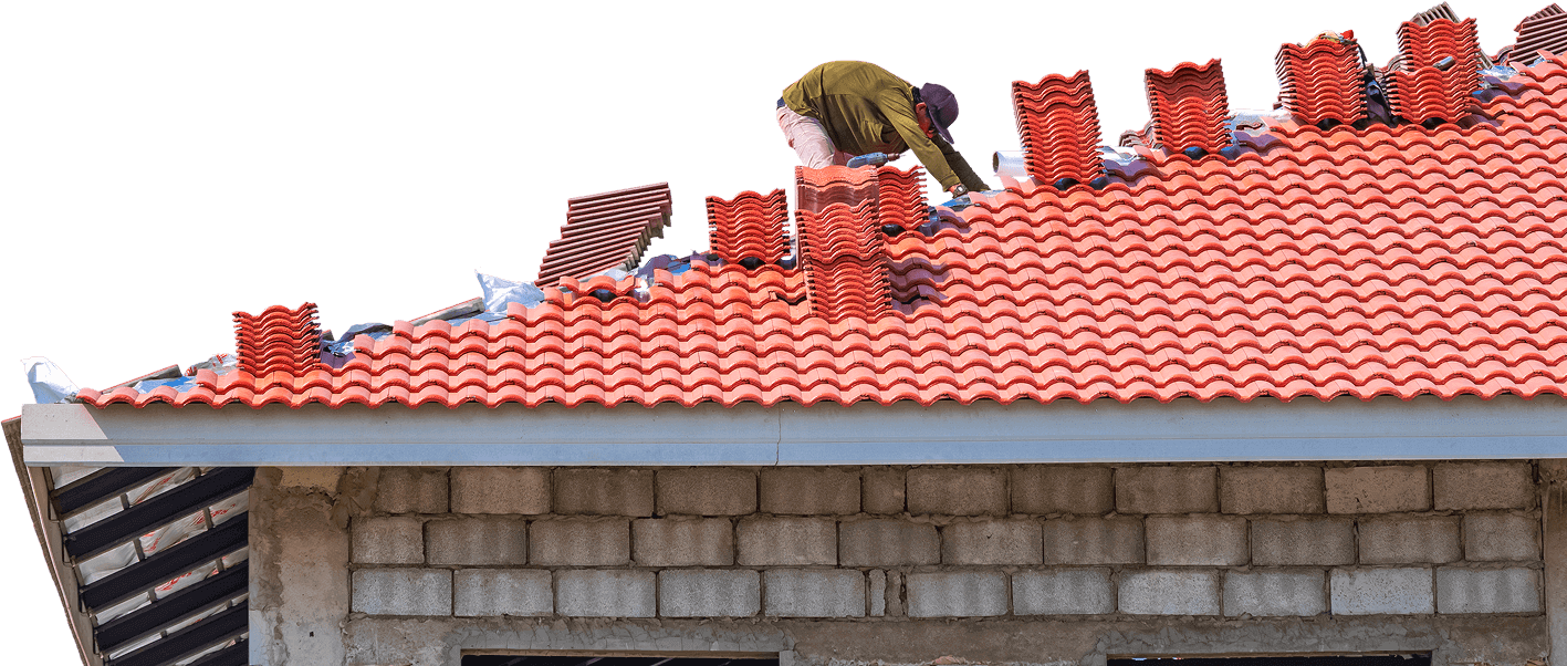 Roofer installing a new roof on a Las Vegas home